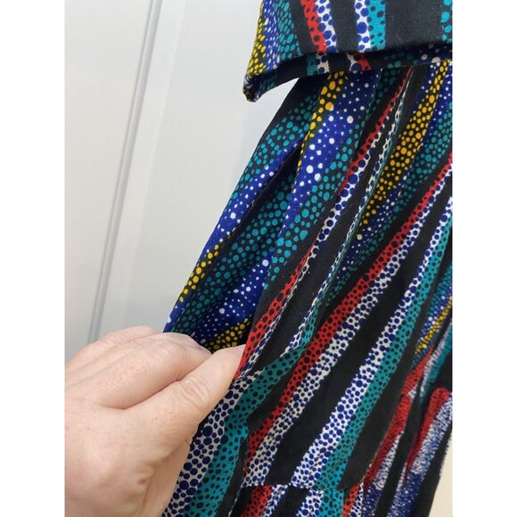 The Oula Company Dress Womens One Size Multicolor Striped Dot Boho Maxi Made USA - Picture 5 of 6